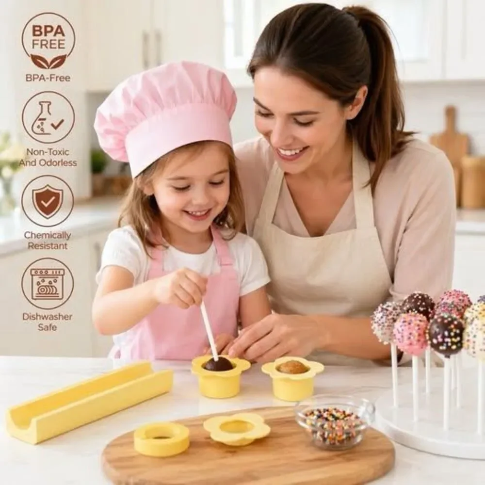 Cake Pop Mold Set Round Flat Style Kit w/ Sticks Bags BPA Free Baking Tool